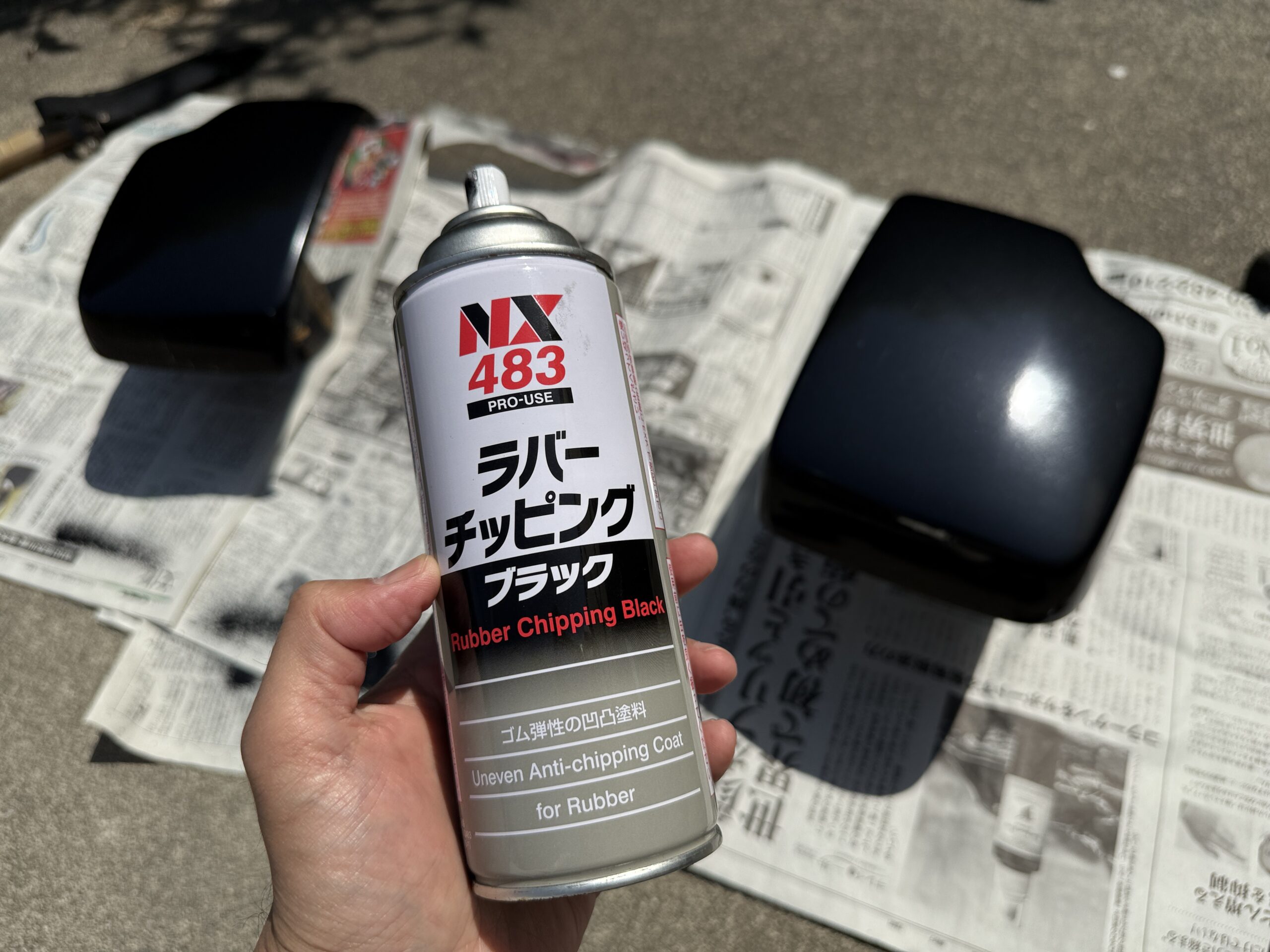 ジムニーのミラーとラバーチッピングスプレー